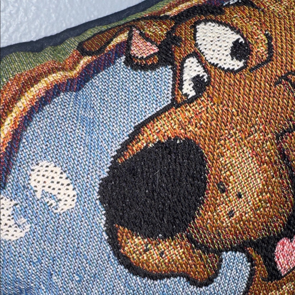 Vintage 1990's Scooby-Doo Decorative Woven Tapestry Throw Pillow for Fans - Picture 2 of 3